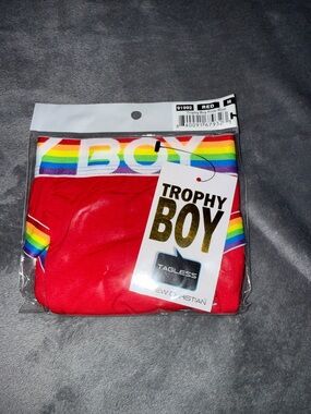 Andrew Christian Trophy Boy Briefs - Red with Rainbow Waistband